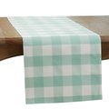 Saro 16 x 72 in. Cotton & Poly Blend Buffalo Oblong Plaid Runner, Green 5026.G1672B